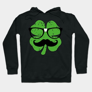 Funny St Patricks Day Nerdy Geek Shamrock Mustache Hoodie